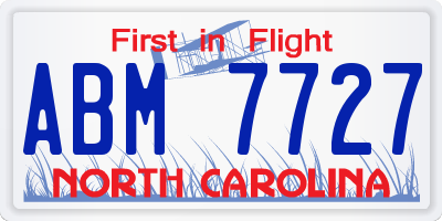 NC license plate ABM7727