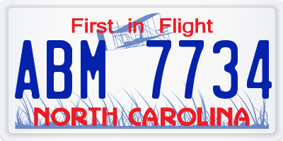 NC license plate ABM7734