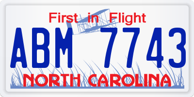 NC license plate ABM7743