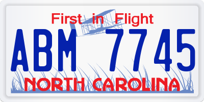 NC license plate ABM7745