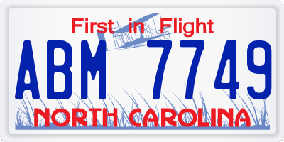NC license plate ABM7749