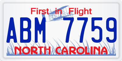 NC license plate ABM7759