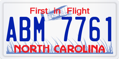 NC license plate ABM7761
