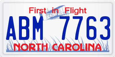 NC license plate ABM7763
