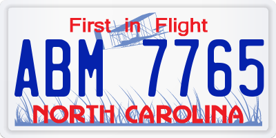 NC license plate ABM7765