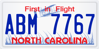 NC license plate ABM7767