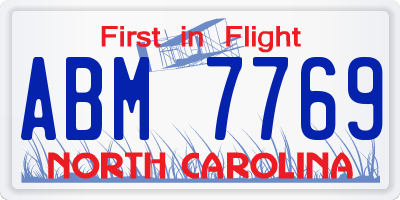 NC license plate ABM7769