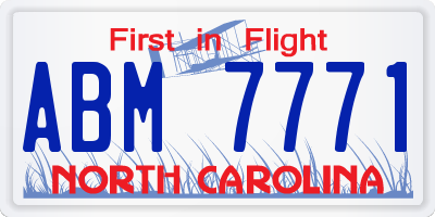 NC license plate ABM7771
