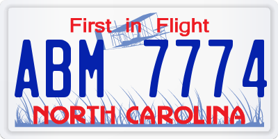 NC license plate ABM7774