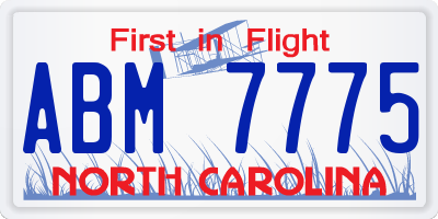 NC license plate ABM7775