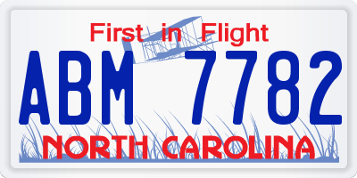 NC license plate ABM7782