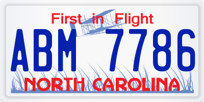 NC license plate ABM7786