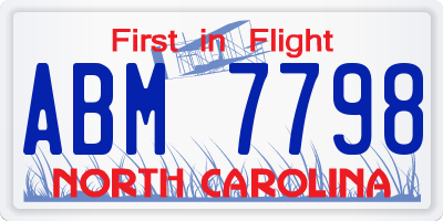 NC license plate ABM7798