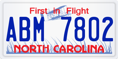 NC license plate ABM7802