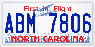 NC license plate ABM7806