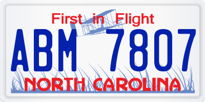 NC license plate ABM7807