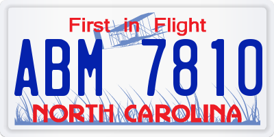 NC license plate ABM7810