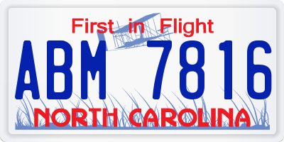 NC license plate ABM7816