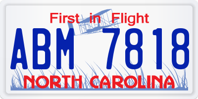 NC license plate ABM7818