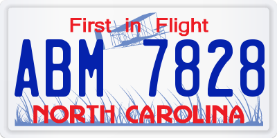 NC license plate ABM7828