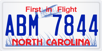 NC license plate ABM7844