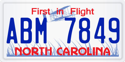NC license plate ABM7849