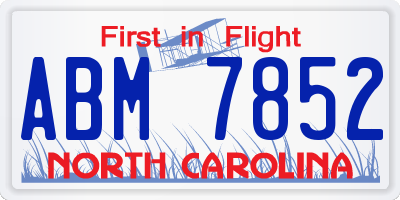 NC license plate ABM7852