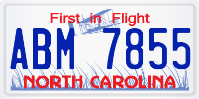 NC license plate ABM7855