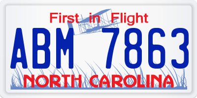 NC license plate ABM7863