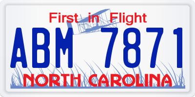 NC license plate ABM7871