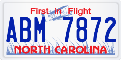 NC license plate ABM7872