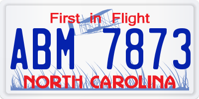 NC license plate ABM7873