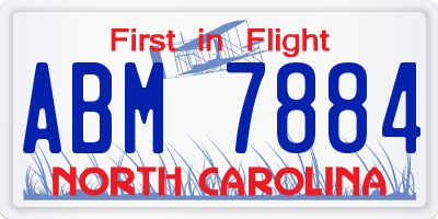 NC license plate ABM7884