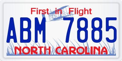 NC license plate ABM7885