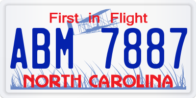 NC license plate ABM7887