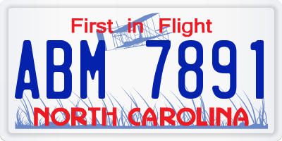 NC license plate ABM7891