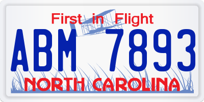 NC license plate ABM7893