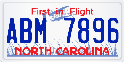 NC license plate ABM7896