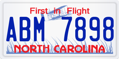NC license plate ABM7898