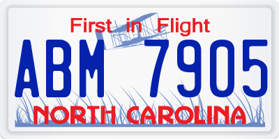 NC license plate ABM7905