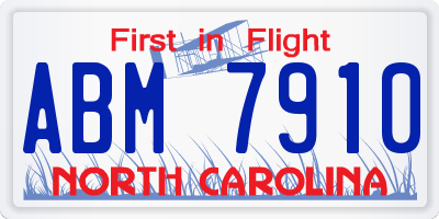 NC license plate ABM7910