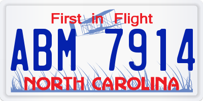 NC license plate ABM7914