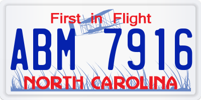 NC license plate ABM7916