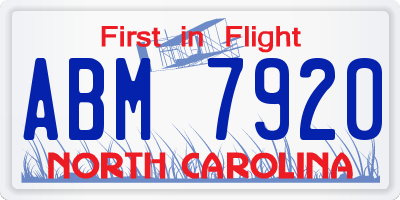 NC license plate ABM7920