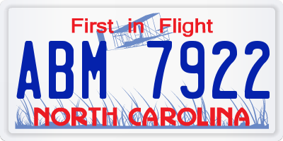 NC license plate ABM7922