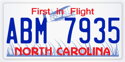 NC license plate ABM7935