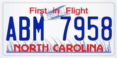NC license plate ABM7958