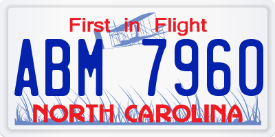 NC license plate ABM7960