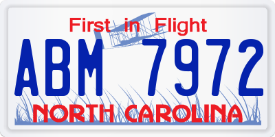NC license plate ABM7972