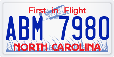NC license plate ABM7980